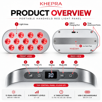 KHEPRA A13 Portable Handheld Red Light Panel